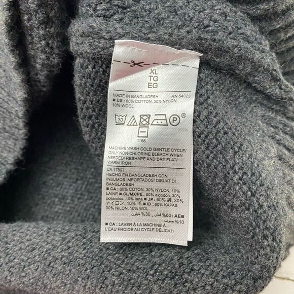 New Old Navy Men's Dark Gray Shawl Collar Wool Blend Sweater  Size XL/TG Grandpa - Picture 7 of 15